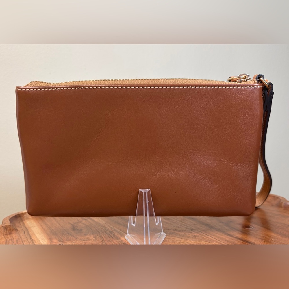 Dooney & Bourke Wexford Natural Brown Leather Double Zip Wristlet Clutch NWOT - Picture 8 of 16